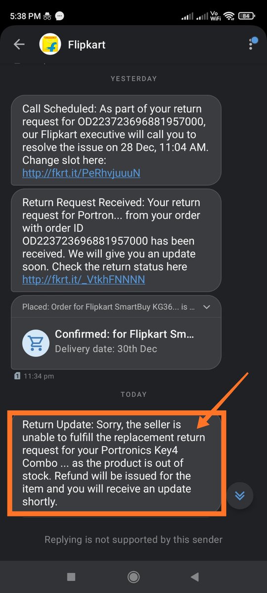 GaurabBoseNeel's tweet photo. @flipkartsupport Here's the consumer complaint lodged (attached screenshot). And please provide explanation of the text message received hence (attached screenshot of that too) from the seller. https://t.co/mPVEUxKDAp
