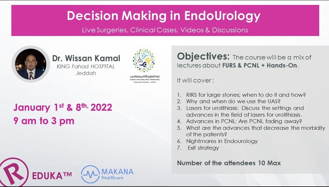 rocamed's tweet photo. #EDUKA™ Decision Making in EndoUrology. Next Week ➡ A Rocamed #Workshop will be held in Jeddah-KSA by Dr. Wissan Kamal Stay tuned for the upcoming workshops 😉🌎
#education #events #endourology #knowledge #innovations #togetherRocamed https://t.co/AJwG1LJdYu