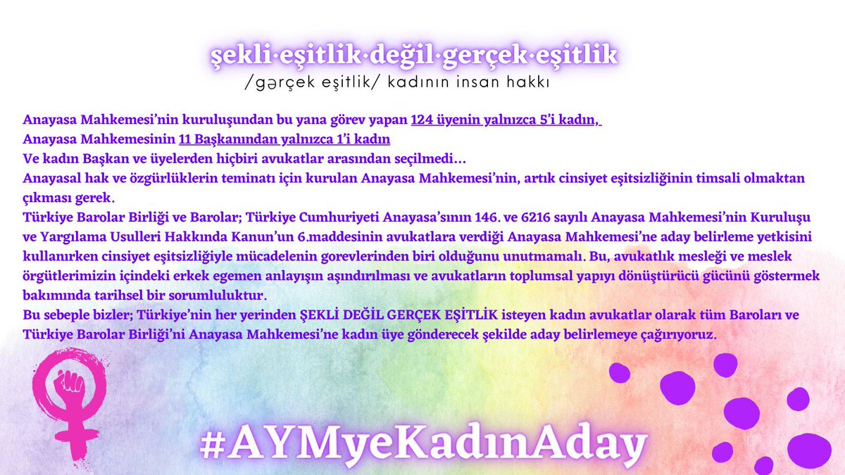 #GerçekEşitlik #AYMyeKadınAday