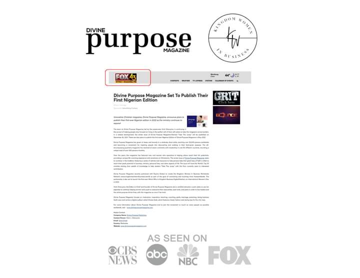dpurposemag's tweet photo. Stay tuned for more information on the upcoming Nigeria Edition of Divine Purpose Magazine.
.
.
.
#nigeria #naija #christian #christianmagazine #Christmas #magazine #God #dpurposemag https://t.co/qTyvX8E256
