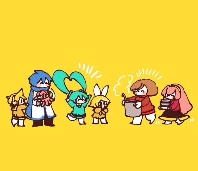 寒いからあったかシチュ-を食べるボカロ達( ¨̮⋆) 