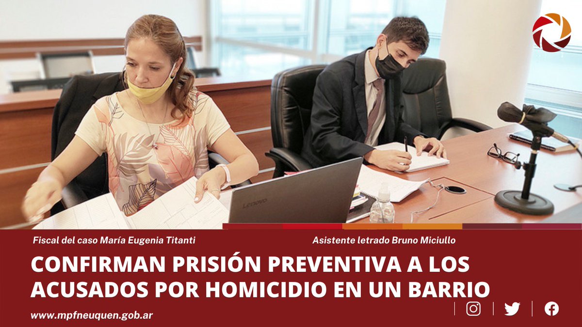 mpfnqn's tweet photo. Por pedido de la #FiscalDelCaso Eugenia Titanti y del #AsistenteLetrado Bruno Miciullo, dos acusados por matar a una mujer y herir gravemente a su pareja continuarán detenidos de manera preventiva por 6 meses.
➡️ https://t.co/nvsXg5bhRB
#PrisiónPreventiva #Homicidios #Neuquén https://t.co/pS1CnUNygO