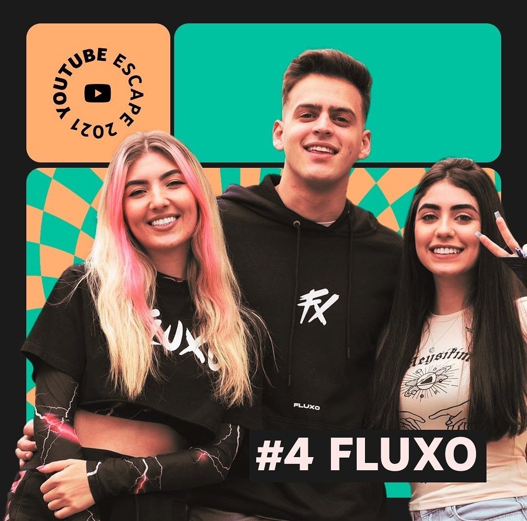 O Escape2021 é um evento do YouTube para relembrar os mais icônicos momentos do ano e rankear diversas categorias. 
O @fluxogg ficou em 4° lugar no Top 10 de maiores criadores da plataforma.