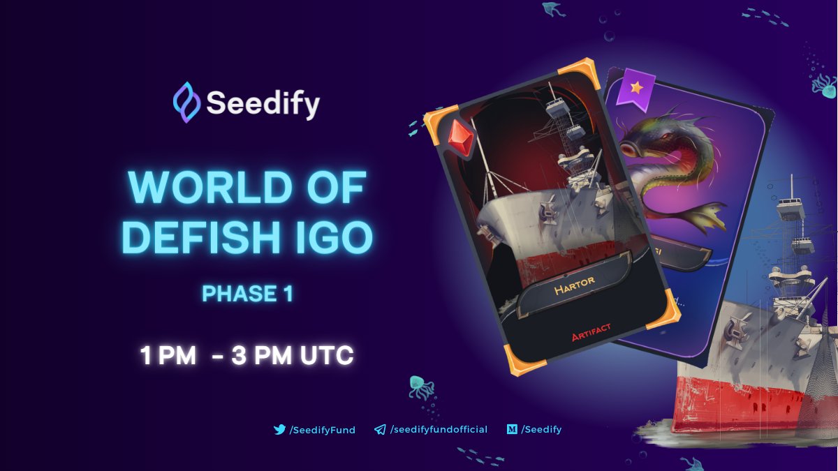 SeedifyFund's tweet photo. Brave fisherman, are you ready?🦈 The @WorldOfDefish #IGO has just started!

⏰The pool will be open until 3 pm UTC with guaranteed allocations for all tiers. Phase 2 (FCFS) starts at 5 pm UTC.

💵$WOD IGO Price:  $0.026
💰Total supply: 1,000,000,000
📊Initial Mcap: $369,000 https://t.co/jjXfUp4OZs