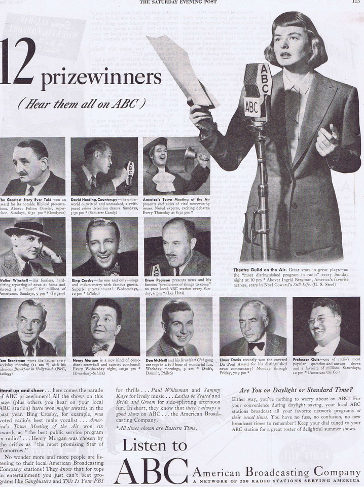 CitizenScreen's tweet photo. ABC Radio 12 Prizewinners 1947 Original Vintage Ad Ingrid Bergman America’s Favorite Actress #DailyIngrid https://t.co/mPwHVhAVOk