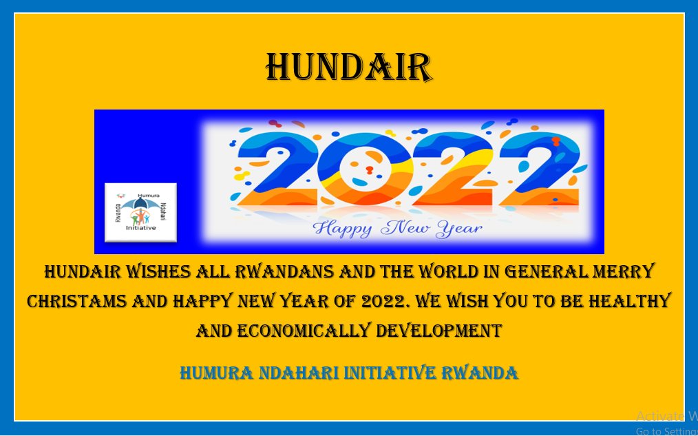 HUNDAIR2's tweet photo. #HUNDAIR2 wishes all Rwandans and the world merry Christmas and happy new year 2022

Umuryango #HUNDAIR2 wifurije abanyarwanda bose n'isi muri rusange Noheli nziza n'umwka mushya muhire wa 2022. Uzababere umwaka w'amahoro n'iterambere muri byose @YouthCultureRW @EAYNOfficial https://t.co/fED7sjdNdq