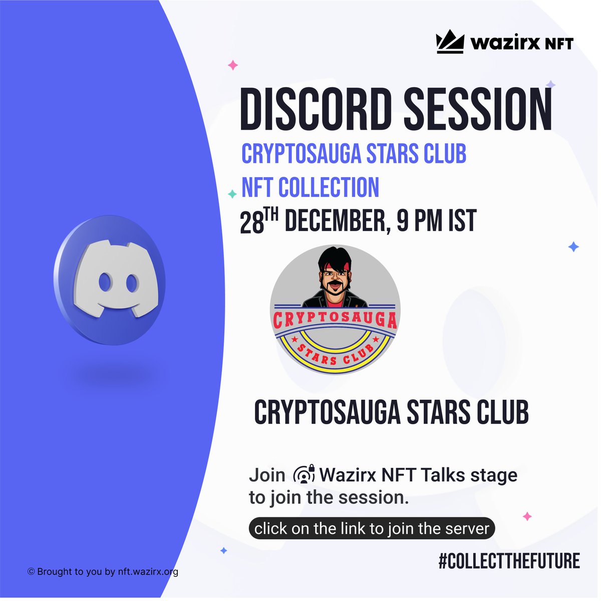WazirXNFT's tweet photo. It's been a while since we are talking about Crypto Sauga Stars Club but now it's high time to discuss everything in detail.🚀

Join us with @kunalkamble, Founder @cssclub_ &amp; our NFT community only on Discord, today at 9 PM IST.🤩

See you there!

Join at
https://t.co/qkjkfTZFU3 https://t.co/AcJ2Yni48o