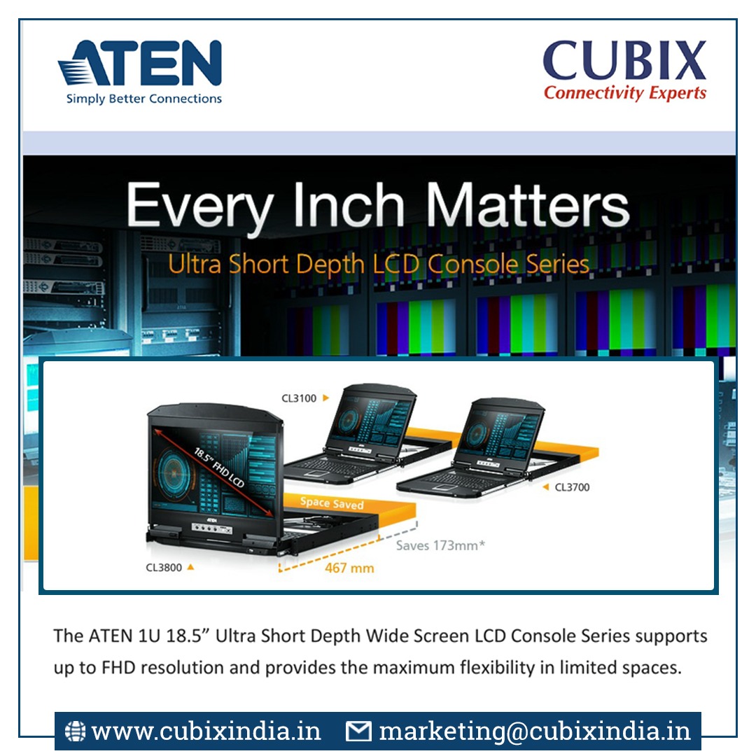 CubixIndia's tweet photo. The ATEN 1U 18.5” Ultra Short Depth Wide Screen LCD Console Series supports up to FHD resolution and provides the maximum flexibility in limited spaces.

Know More:- https://t.co/nuHpKX12IH
.
.
#aten #cubixindia #LCDconsole https://t.co/fxyCzKQvvn