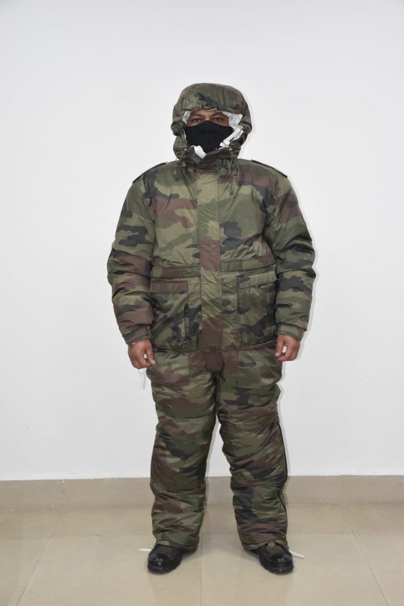 ANI's tweet photo. Extreme Cold Weather Clothing System (ECWCS) designed by Defence Institute of Physiology and Allied Sciences (DIPAS), DRDO Delhi https://t.co/41wLjlqDhp