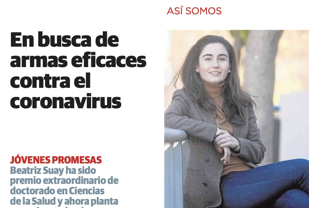 CienciaUCHCEU's tweet photo. Orgullosos de nuestras jóvenes promesas @uchceu, como Bea Suay @beasuay, investigadora de la Cátedra ESI-CEU y miembro del equipo @SWICEU1 dedicada al reposicionamiento de fármacos para tratar la #COVID19 mediante modelos matemáticos
Hoy en @lasprovincias https://t.co/4wGDoMwCsR https://t.co/Rcf8fqWUtt