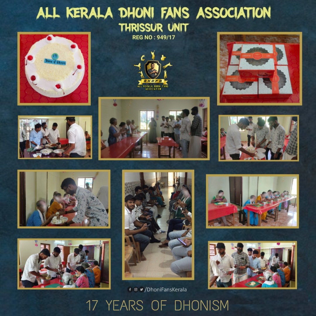 DhoniFansKerala's tweet photo. 17 Years of Dhonism
AKDFA Thrissur has donated food for the inmates of "B.L MARIAM THRESSIA SADAN" @Adat,Thrissur & performed cultural programmes.
.
.
#17yearsofdhonism #akdfa #allkeraladhonifansassociation #akdfathrissur #Dhoni https://t.co/BqjYRGPxVX