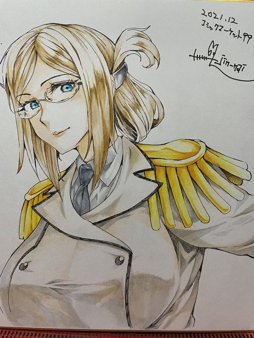 コミケ用色紙に水彩筆ペンで香取 