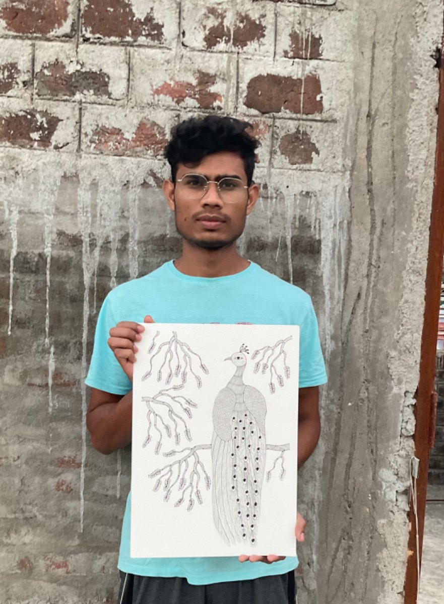 Ahambhumika's tweet photo. This boy namely Himanshu, a student of NIFT  is raising fund to meet out his day to day college expenses by selling his art work inspired from Gond Art. You may support him buying his art work . Please message us if interested to connect with him directly.
#SpreadTheWord https://t.co/CNuF3CvyED