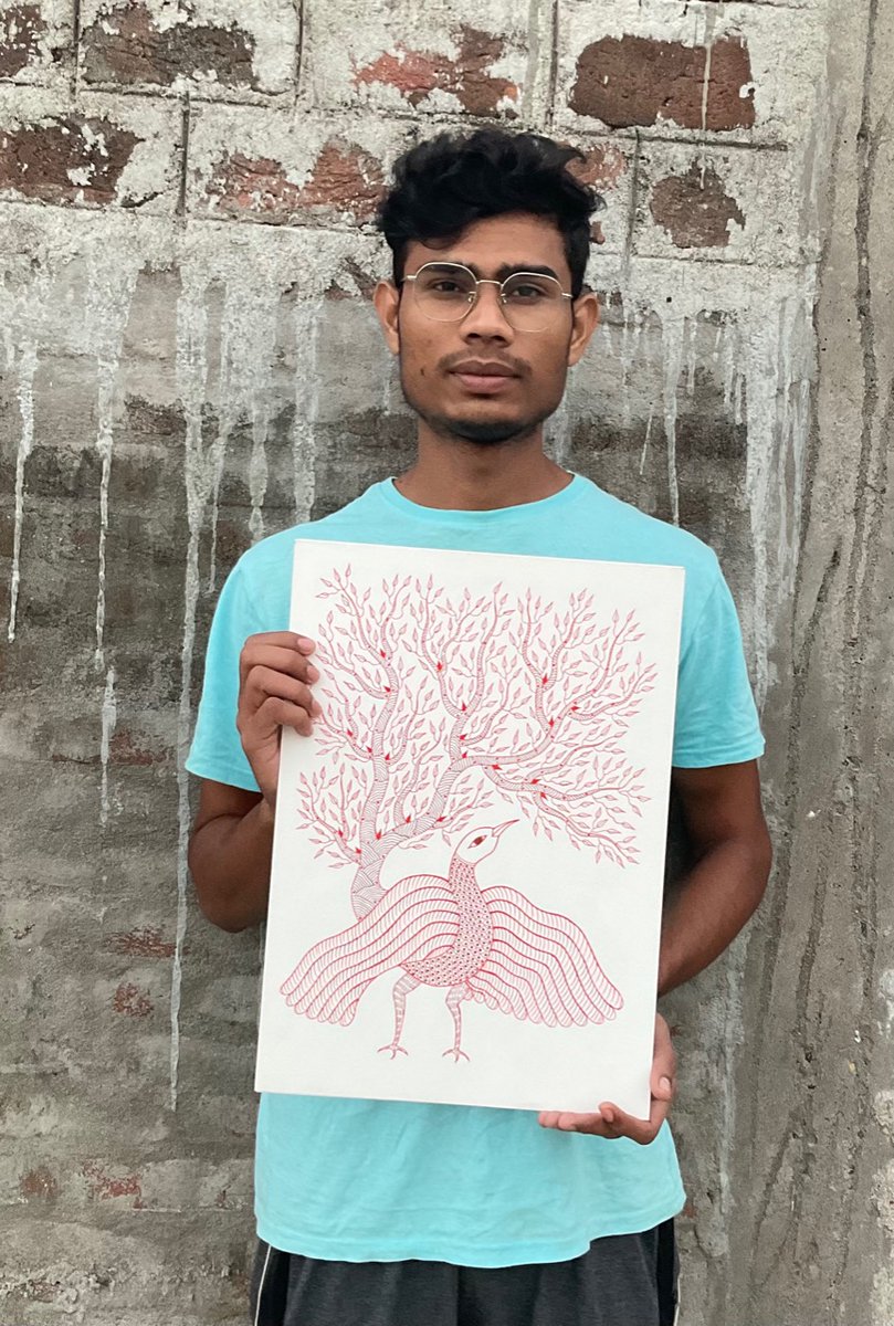 Ahambhumika's tweet photo. This boy namely Himanshu, a student of NIFT  is raising fund to meet out his day to day college expenses by selling his art work inspired from Gond Art. You may support him buying his art work . Please message us if interested to connect with him directly.
#SpreadTheWord https://t.co/CNuF3CvyED