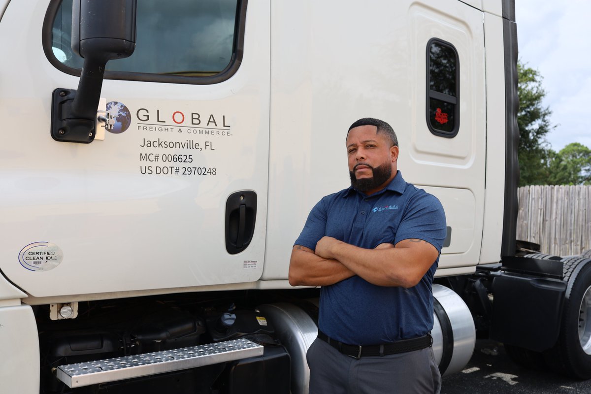 JAXPORT's tweet photo. Veteran-owned trucking company Global Freight and Commerce is boosting Northeast Florida’s #Trucking capabilities while serving those who have served. https://t.co/TKuCSTy1Lz #CargoBlog #jaXportpartners https://t.co/XTkLzuDfgU