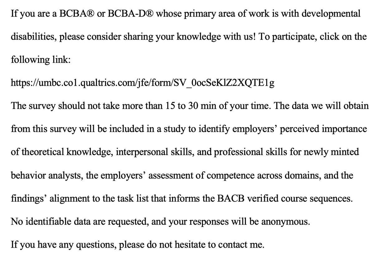 Dear colleagues, we could benefit from your help. #BCBA #ABA #BehaviorTwitter