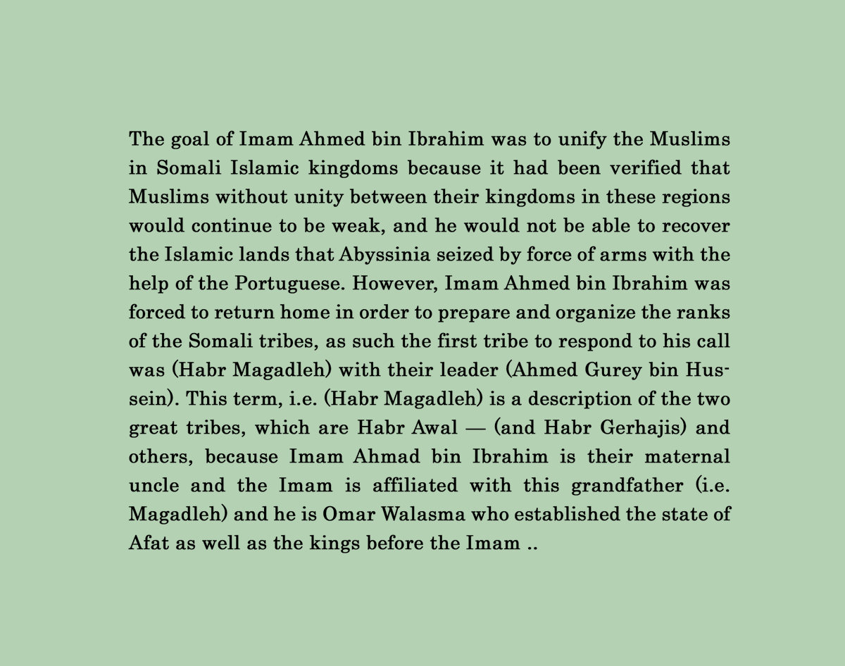 Isaaqi_'s tweet photo. @aseb2aden He was, the futuh mentions his clan Also the Harari manuscript mentions that his Somali, however Afars have no history, today your people are getting bullied and getting your lands taken by a Somali sub sub sub clan "ciise" https://t.co/Y1KKOterYn