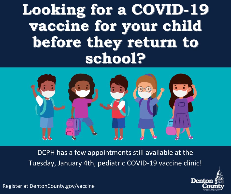 WeAreDCPH's tweet photo. DCPH has first and second dose COVID-19 vaccine appointments available for children 5-11 before school starts back! Sign up at https://t.co/mq6oYlLdWU and then check your email for self-scheduling instructions. https://t.co/WEGKjmqkW6