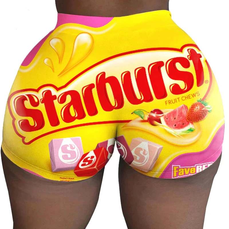 ahh yes, the best clothing possible, photoshopped candy wrapper booty shorts