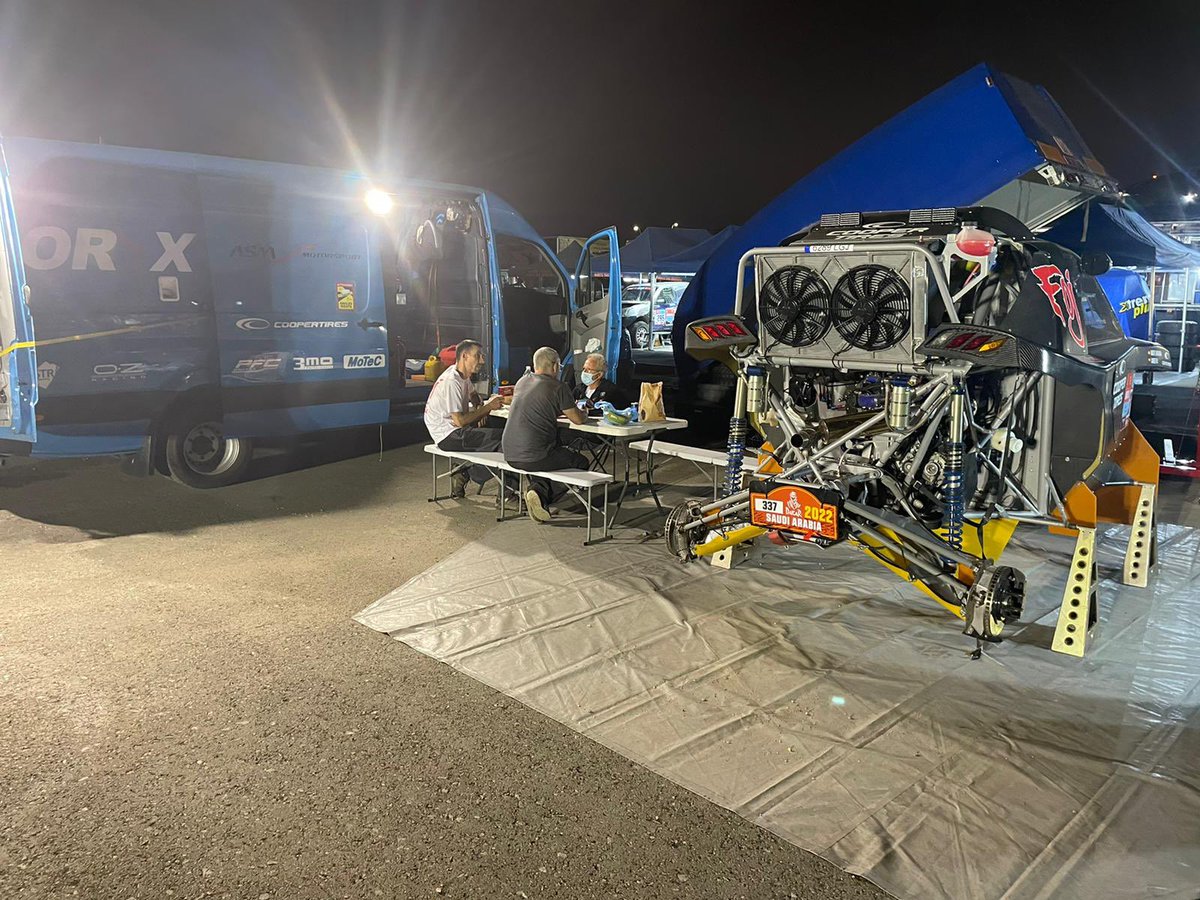 ASMmotorsport's tweet photo. Already in Jeddah and the ORYX T3 is ready to start the Dakar 2022 in just a few days! https://t.co/elcBFGv8jv