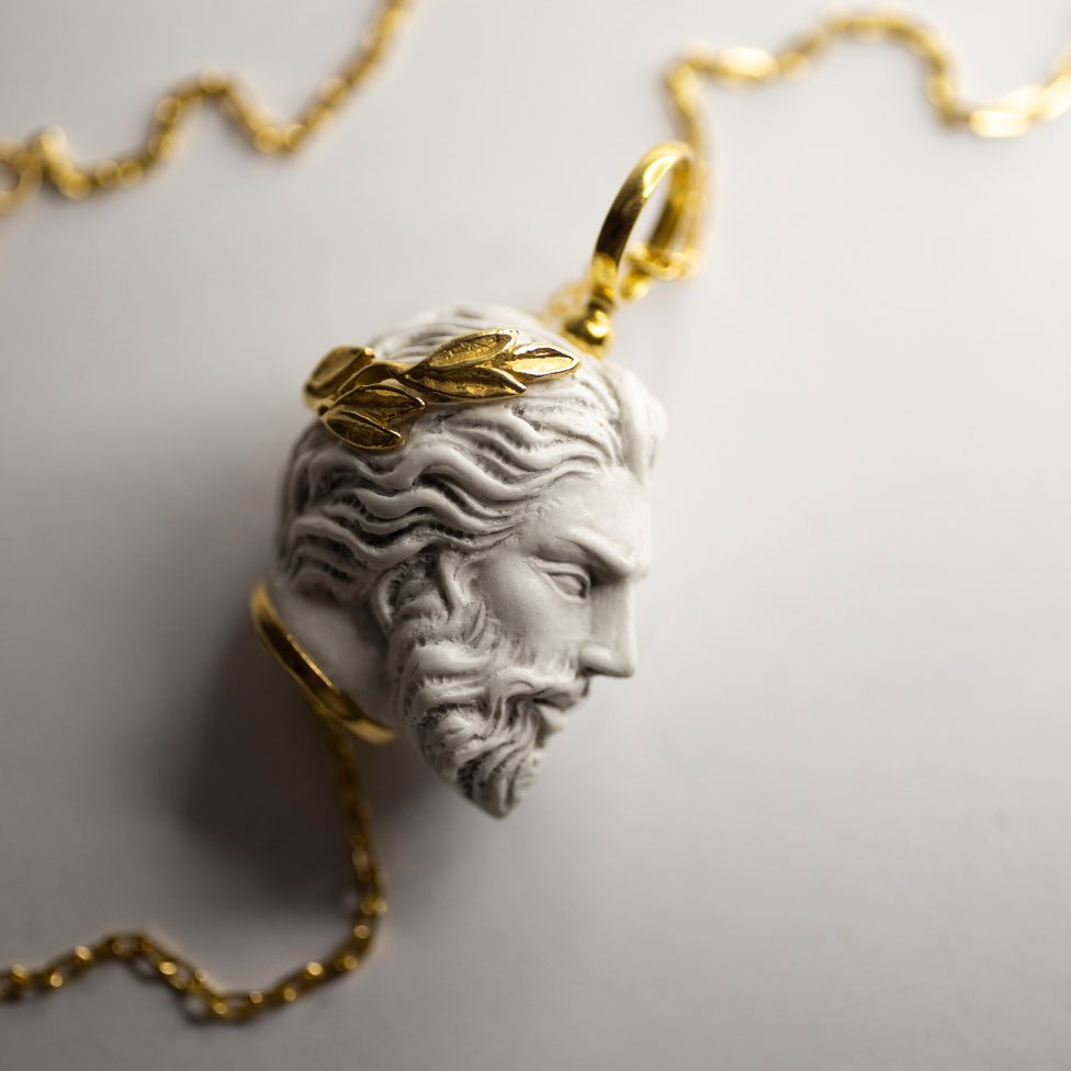 macabregadgets's tweet photo. New in! #macabregadgets ZEUS PENDANT is a part of antiquity inspired line THEA by Macabre Gadgets. Executed in a unique technique, combining the cutting edge and traditional materials, the pendant becomes an ancient artefact achieved an effect of an antique marble statue. https://t.co/GNeKOR3ehh