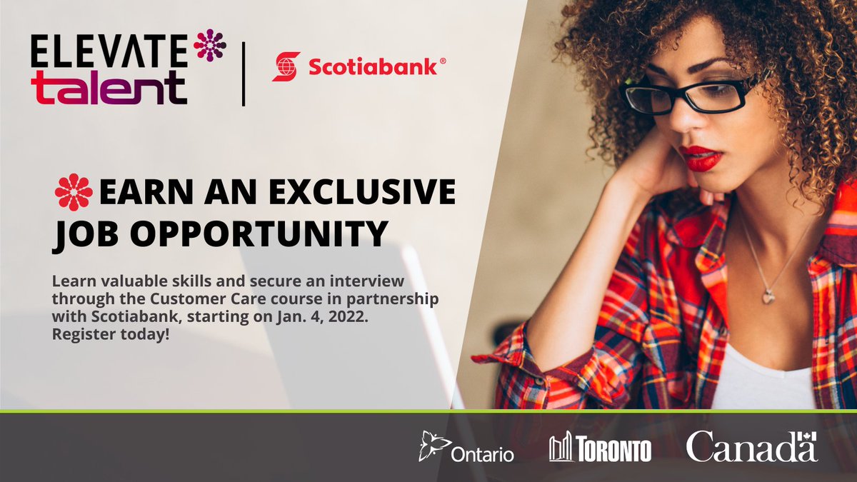 ElevateTechCA's tweet photo. Get the #DigitalSkills needed to be successful in the corporate &amp; financial services industries w/ @scotiabank. Attend our Jan. 4th info session for a program overview &amp; Q&amp;A. Sign up for our info session here: https://t.co/B6kVtLiDc9
#Elevate #ElevateTalent #Scotiabank #Careers https://t.co/auiERSYGbj