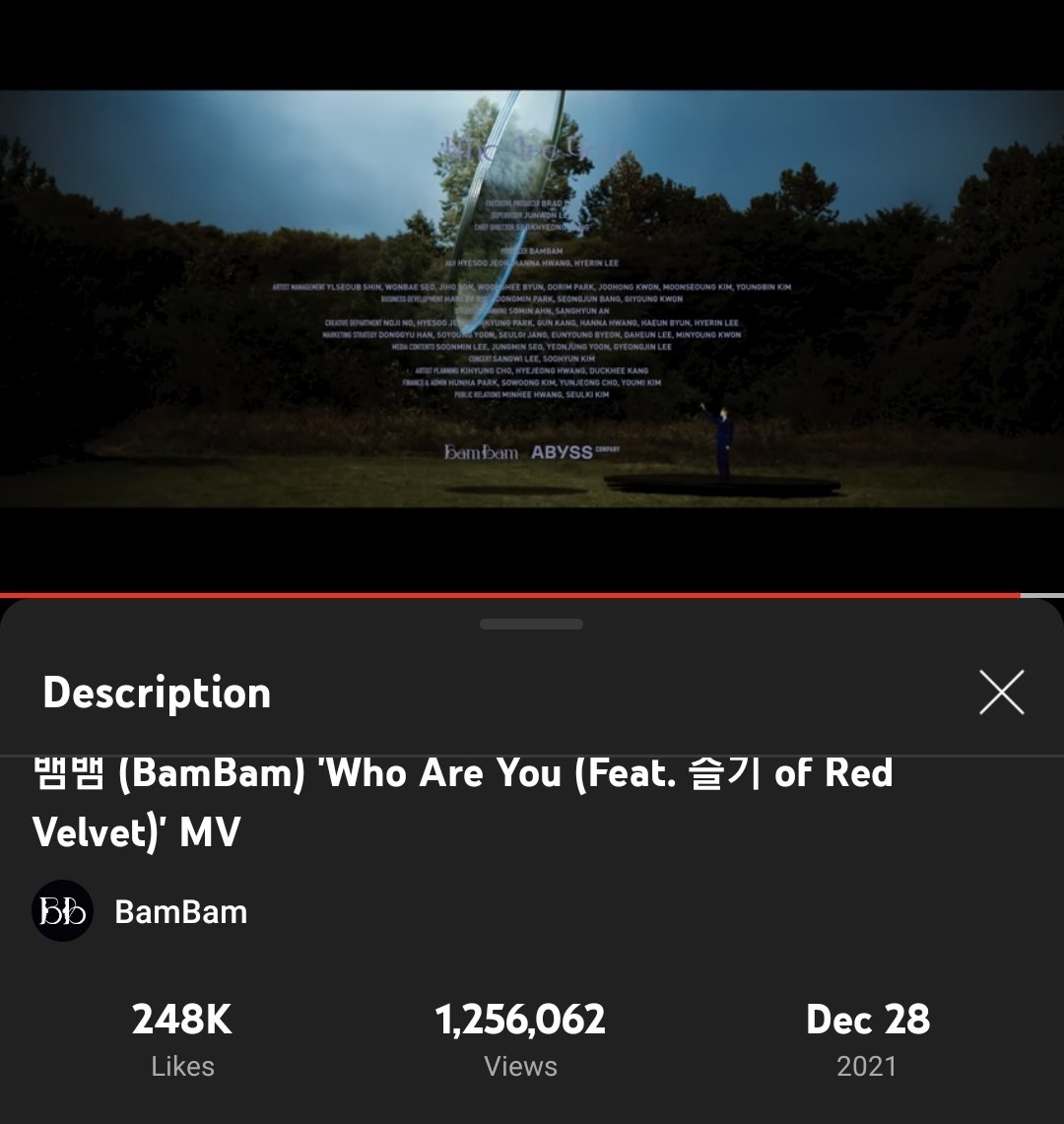 TeamBamBamSpace's tweet photo. #BamBamSpace UPDATE
뱀뱀 (BamBam) ‘Who Are You (Feat. 슬기 of Red Velvet)’ MV
Current:
1,256,062🔓
248K likes 🔓
17K comments - 33K more
Let’s stream and share☺️🙏💚
🔗 https://t.co/r2xsdrMcz2
@BamBam1A #BamBam #뱀뱀 #SEULGI @BAMBAMxABYSS #WhoAreYou https://t.co/vg9fGnqVpZ