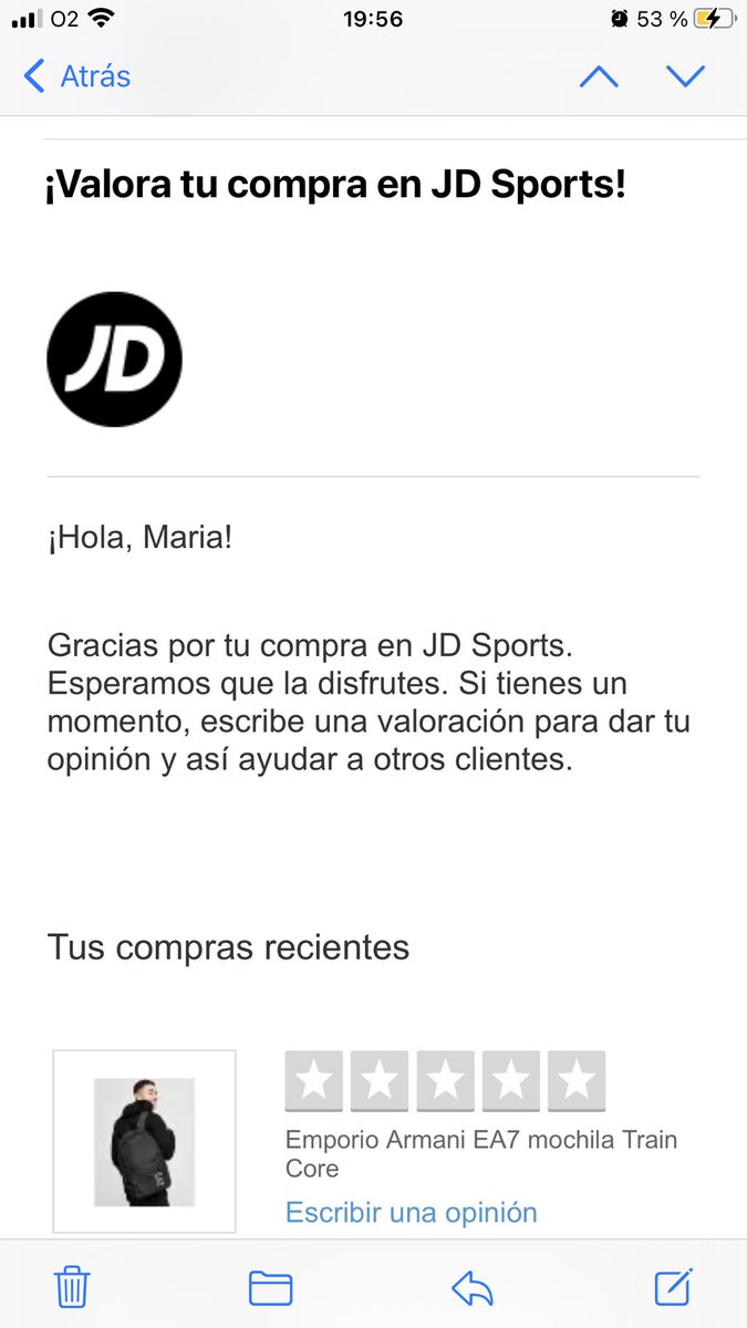 maritacam74's tweet photo. @JDaten_cliente @jdsportses @JDSports no lo puedo valorar, no ha llegado… parece que se rían de sus clientes https://t.co/AzFzEbKrpv