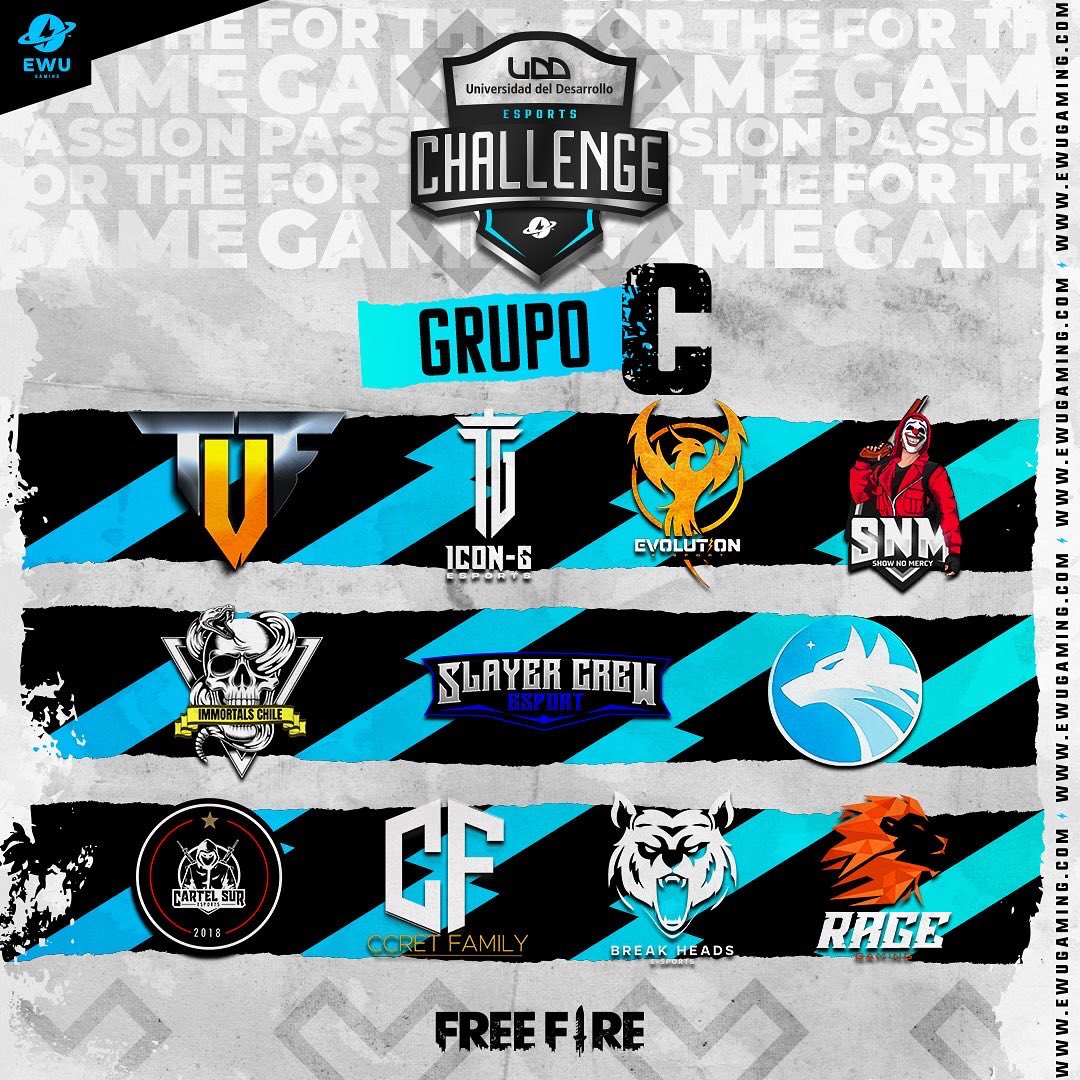 EWUGamingMobile's tweet photo. 🔊Estos son los 4 grupos que hoy desde las 21h animarán la batalla de #FreeFire en los 🔥@UDD_cl eSports Challenge🔥

📺 Sigue todo por nuestros canales de YouTube, Twitch y Facebook ⚡️EWU Gaming⚡️

#freefire #gaming #esports #udd #ewugaming https://t.co/1W2fipMGjy