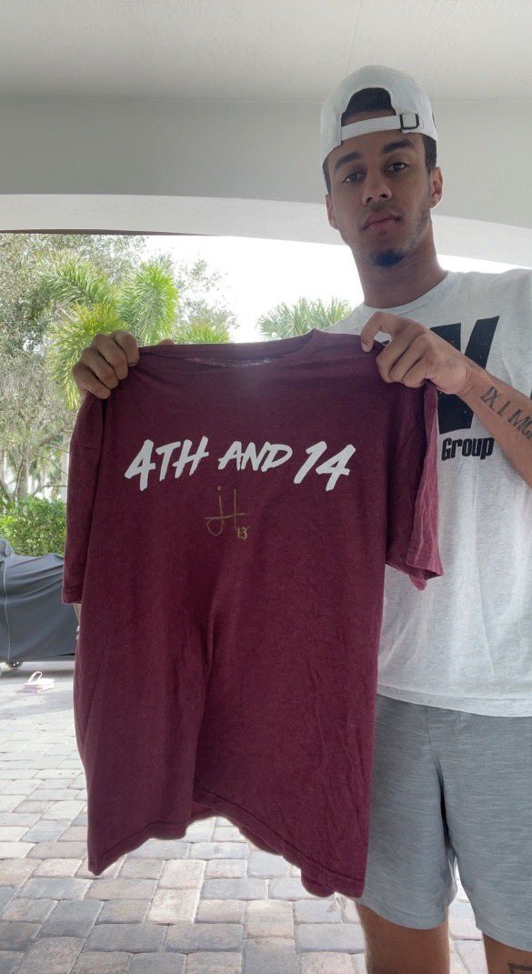 jordantrav13's tweet image. On behalf of @TJSalomone via @SalomoneDM, we’re giving away one of my 4th and 14 shirts signed by me!

To enter:
-Follow @SalomoneDM
-Retweet this tweet
*Must do both to be eligible to win

Winner selected within 48 hours after a minimum of 250 followers/RT’s have been reached.🍢