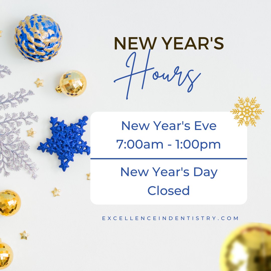 BentleyDDS's tweet photo. Tomorrow, we will be open from 7 am - 1 pm and will be closed New Year's Day. Have a great New Year! https://t.co/ki07iSsgbc