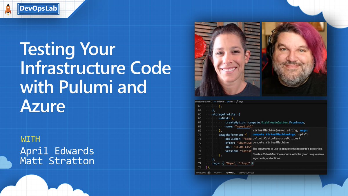 TheDevOpsLab's tweet image. @mattstratton is back to talk about Testing Your #InfrastructureCode with Pulumi and #Azure. Be sure to check it out and have a happy new year! youtu.be/zf65v0taPtw @TheAprilEdwards @PulumiCorp @msdev @azureadvocates