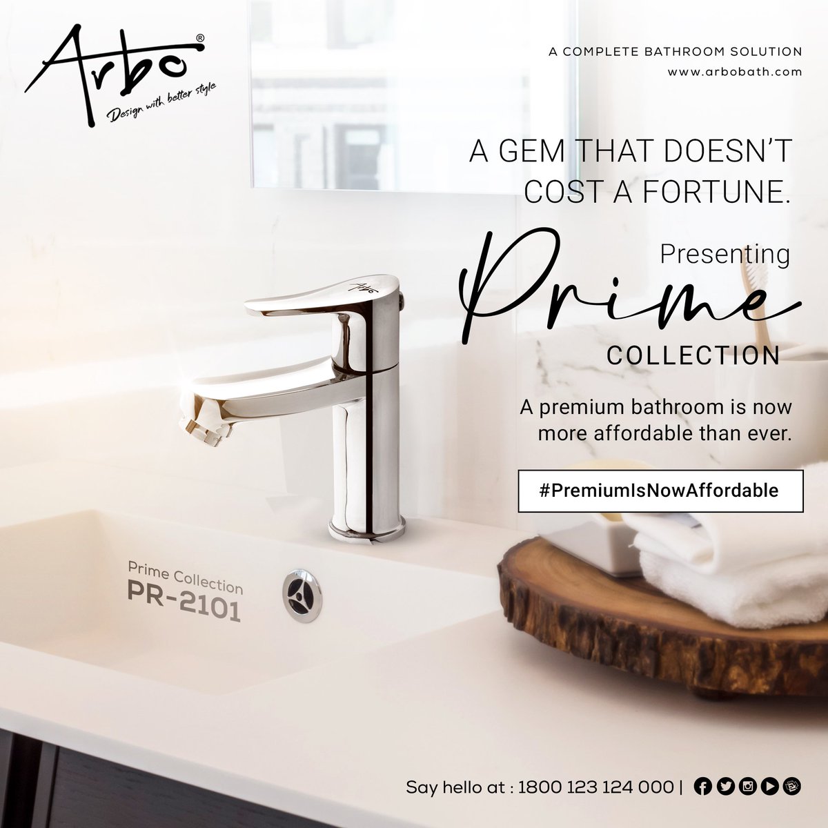 arboindia's tweet photo. Yes, you read that right! Premium bathroom is now more affordable than ever with @ArboBathβs Prime collection. Donβt think twice about bringing this gem home as #PremiumIsNowAffordable.
#ThoughtfulIsBeautiful #Arbo #ArboHomes #ArboBath #ArboFaucets #Faucets #PremiumFaucets https://t.co/zSHE5MTd3g