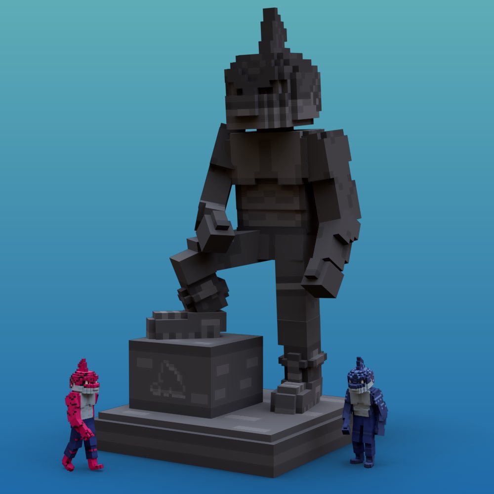 MetaSharksNFT's tweet photo. Behold, the MetaSharks monument for @TheSandboxGame 🔥🤩 https://t.co/bM7JrOZyP3
