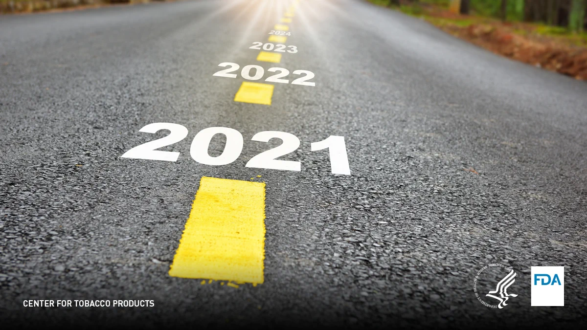 2021 is painted on a road, 2022, 2023, and beyond are painted just after it. 