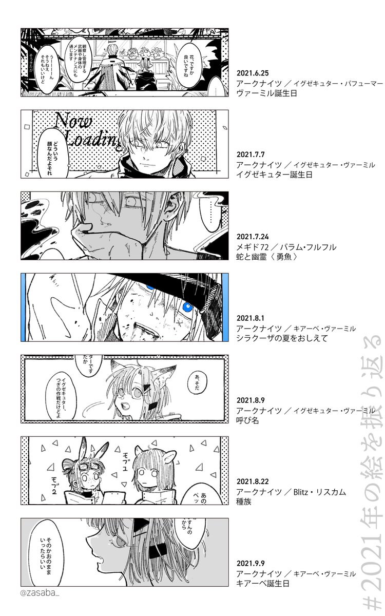 今年はたくさん漫画を描けたので、月ごとではなく全部並べてみました。去年末も入っちゃってるけどゆるして!来年もたくさん描けるとよいなぁ
#2021年の絵を振り返る 