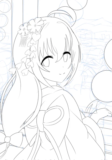 とこしえ美穂ちゃん途中線画 