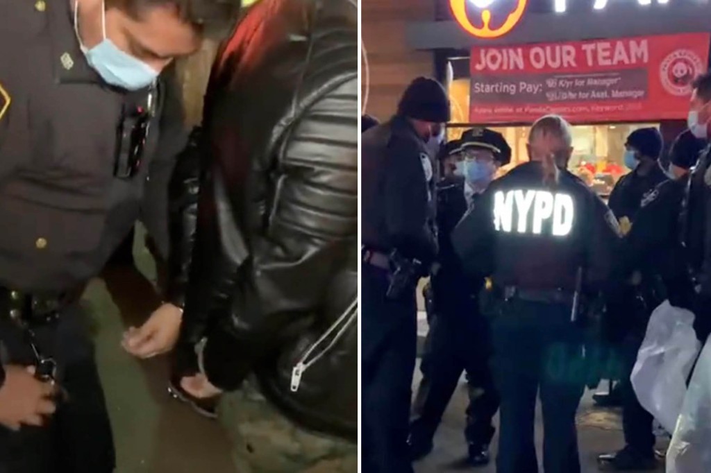 nypmetro's tweet photo. Five anti-vax protesters arrested after storming NYC Burger King https://t.co/UzbM5jT44q https://t.co/xYM2NLtKI2