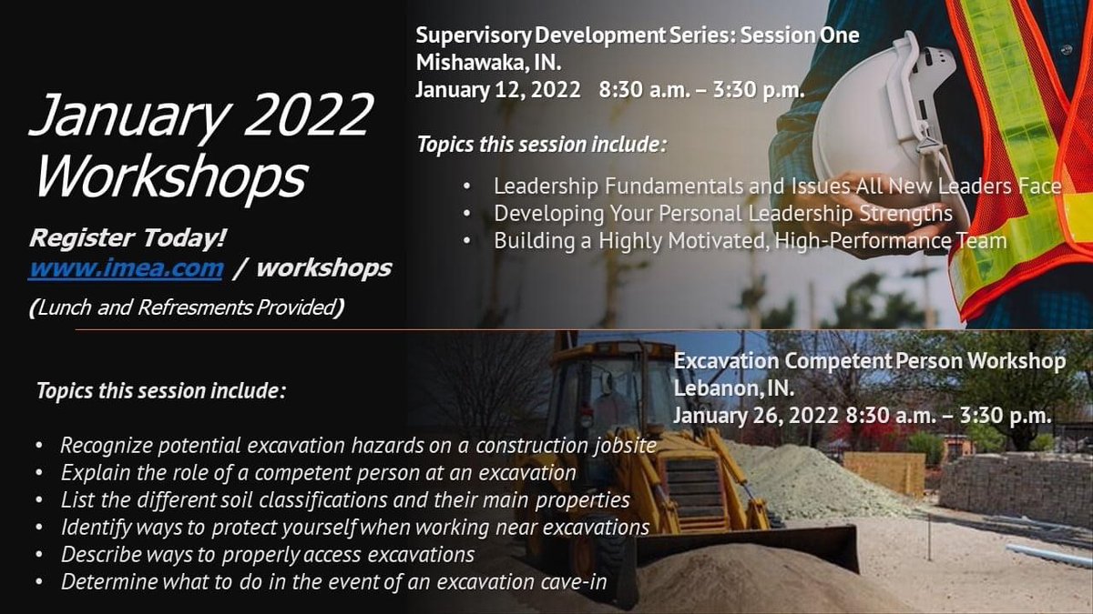 Register Today! IMEA continuing education programs beginning January 2022!
Please visit imea.com / workshops.