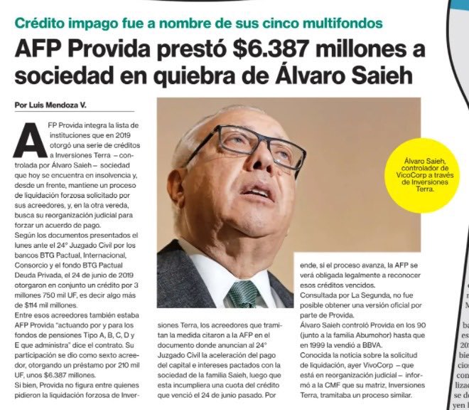 andres20ad's tweet photo. Que las AFPs hayan invertido 500 millones de dólares en una empresa al borde de la quiebra como LATAM es grave. Que @latercera cuyo dueño huye de los acreedores, haya recibido más de 6 mil millones de las AFPs es igual de grave. Eso explica que la prensa no hable nada del caso. https://t.co/nfBelLIdRY