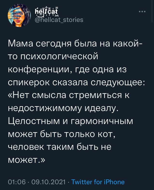Reveroff's tweet photo. «Целостным и гармоничным может быть только кот, человек таким быть не может» https://t.co/9gS6qzOIb8