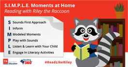 TNedu's tweet photo. The department launched S.I.M.P.L.E. Moments to help families create daily sounds-first experiences that will set their child on a path toward successful reading, while in the classroom &amp; in the future. Read more here: https://t.co/5QOcSS14yq #ReadLikeRiley https://t.co/MdifQvdQC0