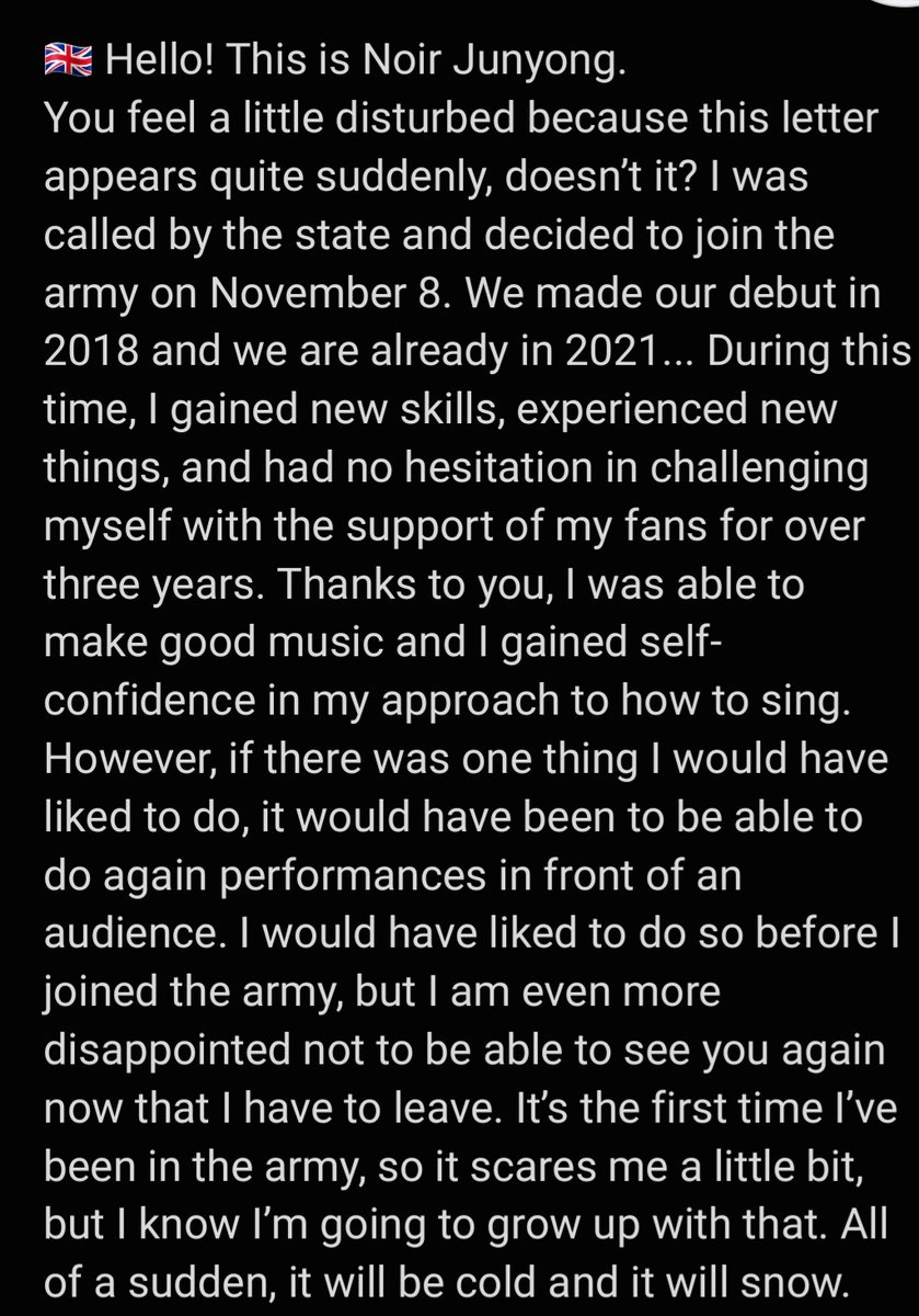 Junyong_Fanbase's tweet photo. ♡ INSTAGRAM ♡
05.11.21 

🇬🇧 Junyong's letter
Translation in the pictures 

🇫🇷 Lettre de Junyong
Traduction en commentaire 

Cr. Instagram: @/noir_official__ 

🔗https://t.co/bRWkPzOfDD 

ʚ @Noir__official 
ʚ Marion/ 🇬🇧&amp;🇫🇷 

#noir #느와르 #JUNYONG #LEEJUNYONG #이준용 #준용 https://t.co/qh74kFBKfF