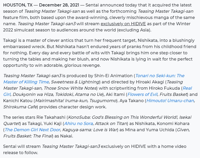 Teasing Master Takagi-san: The Movie (2022) directed by Hiroaki