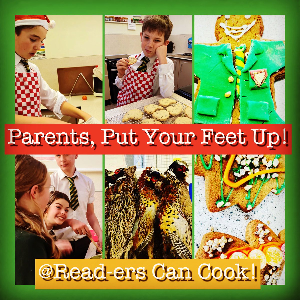It’s super to spend time with loved ones eating, drinking &amp; making merry. Tired Read parents, with leftovers, put your feet up because Read pupils are whizzes in the kitchen. End of term saw butter biscuits, duck with noodles &amp; hand-plucked pheasants from Food Prep #lifeskills 🍽