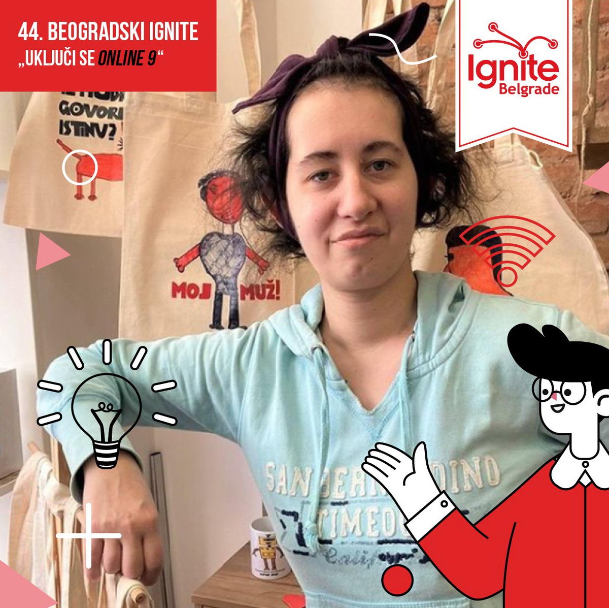 "U kafiću 'Zvuci srca' rade osobe kojima je potrebna podrška koju im daju radni instruktori, a u radionici štampamo majice i šolje. Dođite da vidite ko smo i šta radimo!" - pročitajte transkript nastupa Milene Pančić na 44. #bgignite „UKLJUČI SE online 9”: socijalnoukljucivanje.gov.rs/rs/dodjite-u-d…
