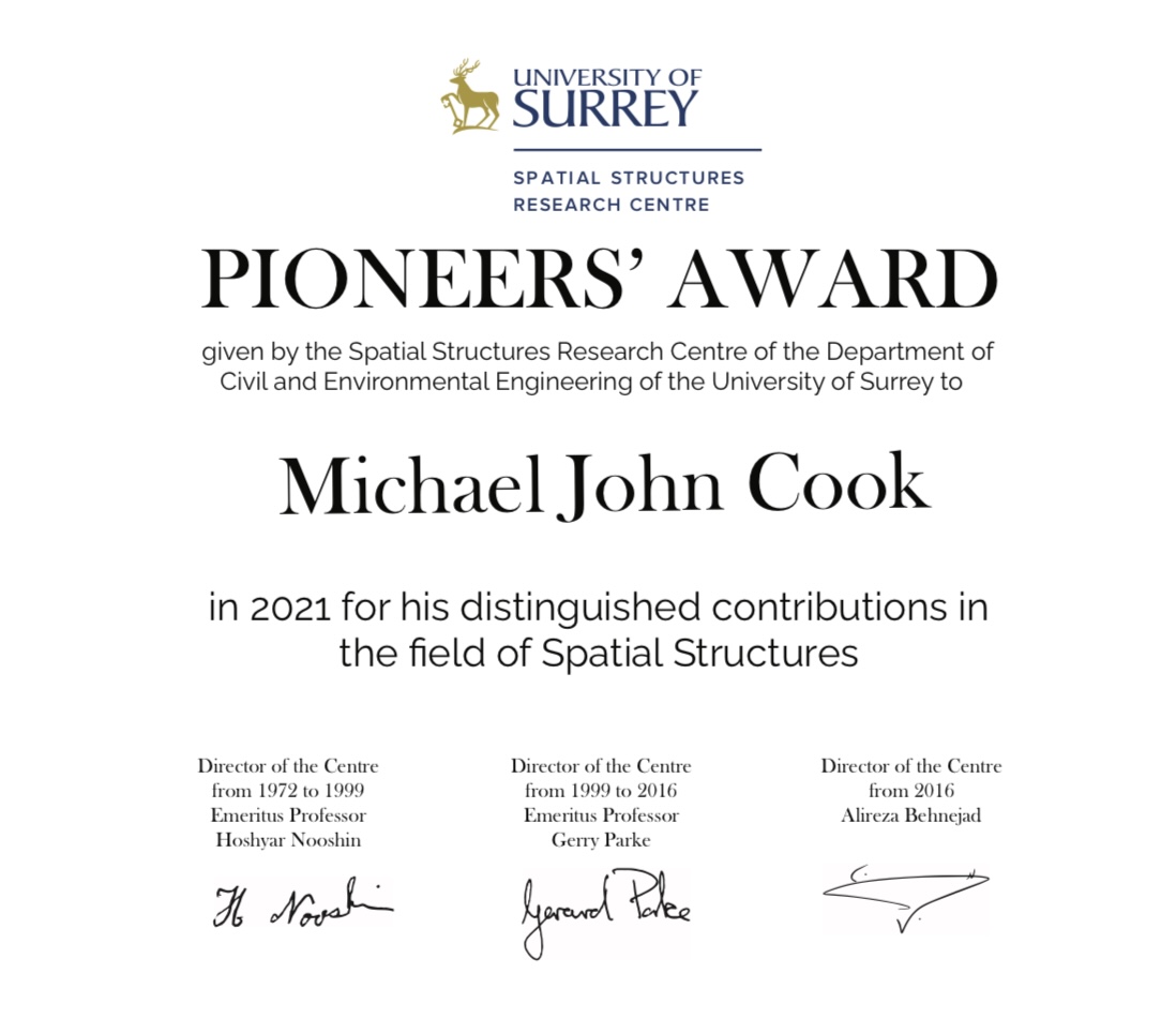 structures2021's tweet photo. Congratulations to Mike Cook from @burohappold and @civengdesign , one of the 2021 Awardees of the #IASS #Pioneers’ Award from our #Conference. https://t.co/awmnO2GF6n