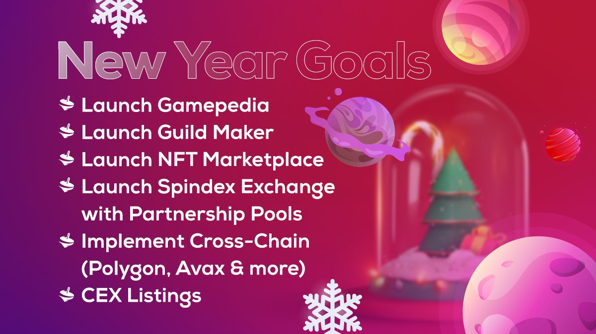 SpintopNetwork's tweet image. 🥳 Has everyone set their new year goals? 🎯

✅ We have pretty solid ones. 🦾

$SPIN #Spintop #spindex #Gamepedia #GuildMaker #NFTMarketplace #BlockchainGaming #NFTGaming