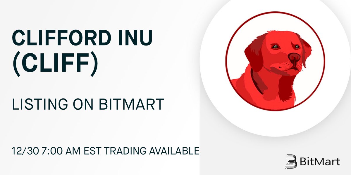 BitMartExchange's tweet photo. 🔔 BitMart is thrilled to announce the exclusive primary listing of CLIFFORD INU (CLIFF) @cliffordinu_io.

💰 The CLIFF/USDT trading pair will be available soon!

👉 Details: https://t.co/lx41eg24V9 https://t.co/hUJPi4EB0h