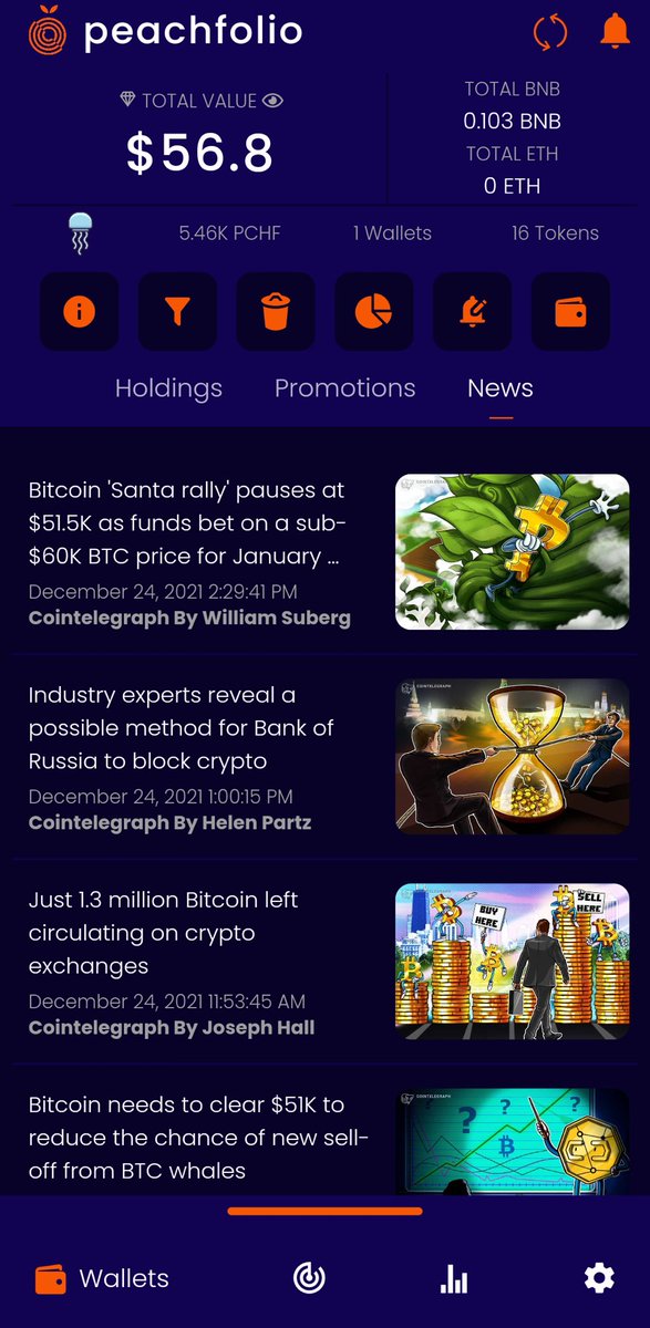 peachfolio's tweet photo. Crypto news now fed directly into the peachfolio app 📰📱

The latest app update drops tomorrow! 

#alwaysbuilding #smarterdefi #defi #bsc #eth #polygon https://t.co/8FiqXgItRj